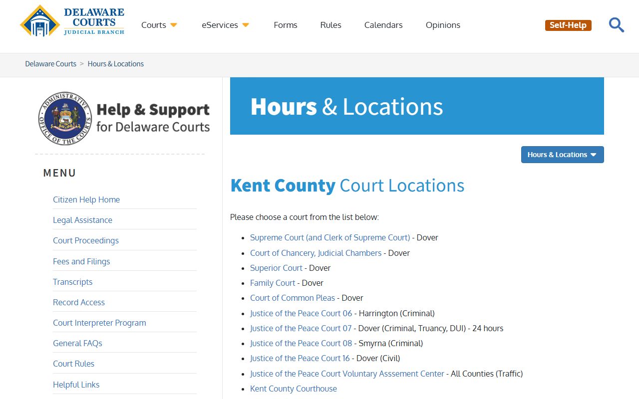 Kent County Justice of the Peace Court Docket locations