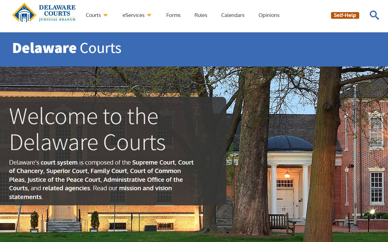Delaware Courts homepage Court Docket portal